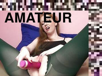 ChickPass 4k - Naughty redhead Sonia Harcourt is masturbating in green pantyhose