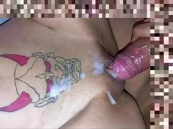 vagina-pussy, amatir, creampie-ejakulasi-di-dalam-vagina-atau-anus-dan-keluarnya-tetesan-sperma, pasangan, sudut-pandang, sperma