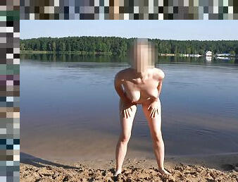 Sexy Girl Undresses And Swims Naked In Public Beach