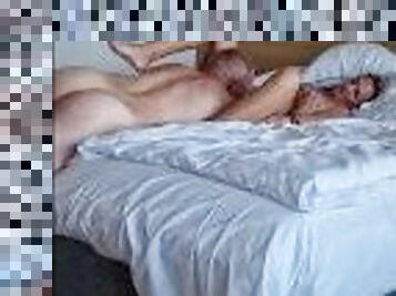 Hotwife couple offered stranger guy sex in their hotel room, but guy was too excited to fuck her