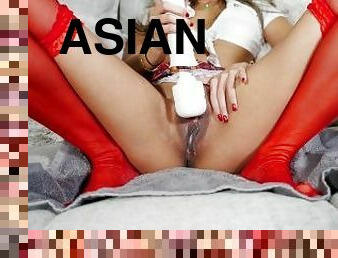 asiatisk, masturbation, orgasm, fitta-pussy, skolflicka, kvinnligt-sprut, amatör, lesbisk, leksak, japansk