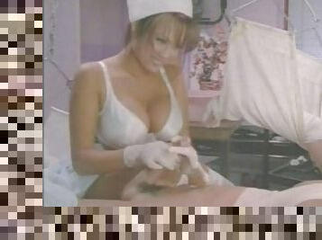 Kira Kener Nurse Strokes a huge cock with gloves