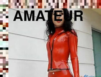 di-luar, amateur, perempuan-jelita, latex