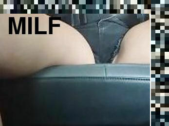 Naughty MILF masturbates in the back of an Uber