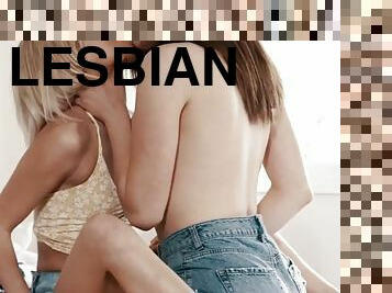 Petite teen lesbians Julia Anna and Penelope Kay facesitting