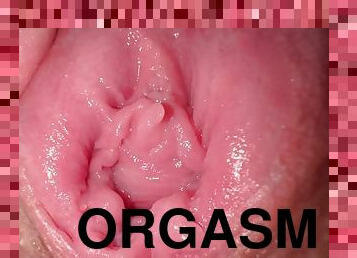 Close up pussy masturbation, real orgasm