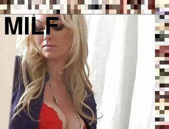 Blonde milf titfucking horny man