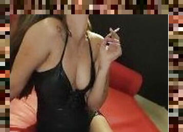 smoking in the hotel with latex dress (Anny Smoker)