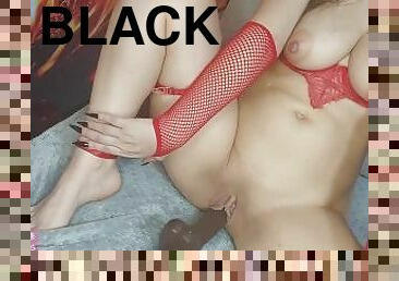 Horny girl takes nice black dick