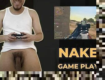 I play COD WZ with my huge uncut cock outside