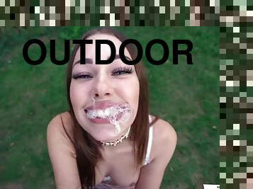 Gorgeous wench thrilling POV outdoor porn clip