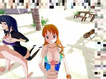 HOT FOURSOME WITH NAMI AND ROBIN - ONE PIECE PORN