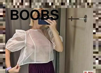 Try On Haul Transparent Clothes, Completely See-Through. At The Mall. See on me in the fitting room