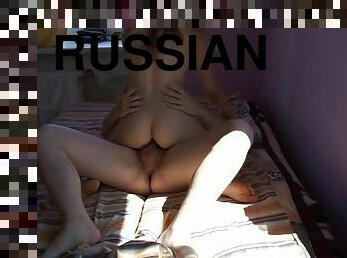 Beautiful russian amateur couple fucks in the sun room part 1