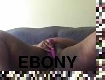 Ebony BBW Has Intense Orgasm Leaving Couch Soaking