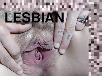 gemuk, alat-kelamin-wanita, amateur, lesbian, perempuan-besar-and-gemuk, fetish, closeup, rambut-perang, berair