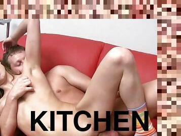 Raw sex in the kitchen for nasty teen