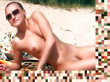 Nude beach with pretty girl