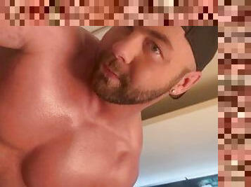 TEASER Buff Daddy Rubs Cock Bursting Through Underwear