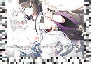 Living together with Fox Demon - Lesbian sex hentai fox girl with cat girl