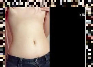 exposing my huge tits and sexy belly