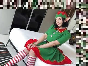 Gift from Christmas Elf - Hot Blowjob and Sex with Cum on Wet Pussy POV