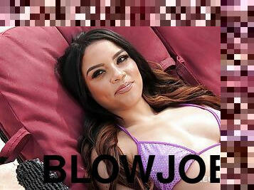 Muscular stud gets to cram insatiable Latina Maya Bijou's pink by the pool GP692 - PornWorld