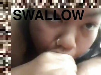 Cute Bbw Filipina cum in mouth swallows and doesn’t stop