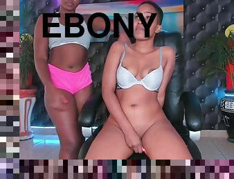 Ebony friend sucking my black tits