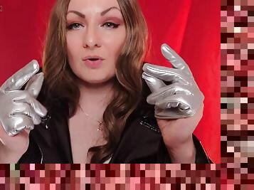 ASMR: silver leather gloves and PVC coat - by Arya Grander