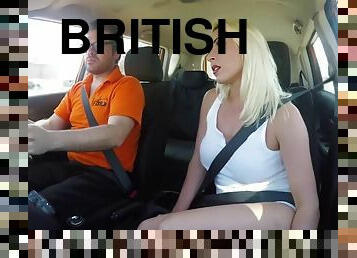 British babe with big boobs sucks the instructor in the car
