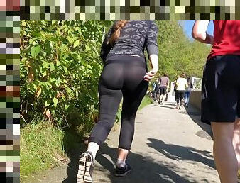 Pawg running in spandex