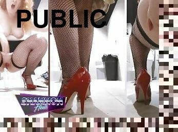 Public Bathroom's make me soo Horny - Squirting + Dildo Fuck in Heels - Twitter @Shannon Heels