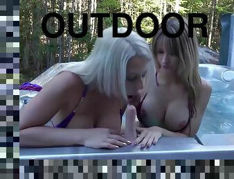 Bridgett & Sexxy Bunny – Outdoor Hot Tub Teasing