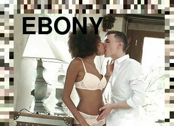 Ebony beauty luna corazon takes a big white dick