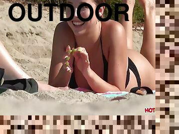 culi, allaperto, giovanissime, videocamera, spiaggia, voyeur