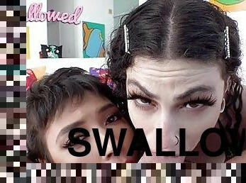 SWALLOWED Brooklyn Gray and Lydia Black gag over cock