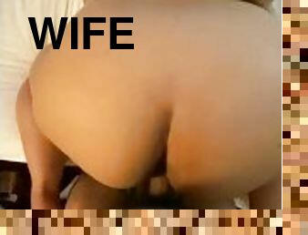 Wife enjoys brown cock