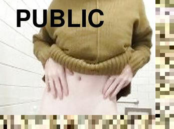 Teen strip tease in a public bathroom!!