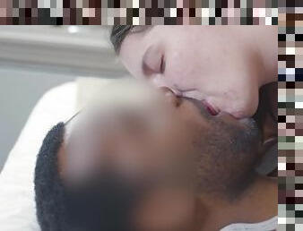 Passionate Interracial Tongue Kissing