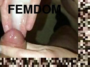 bad, milf, hemmagjord, mamma, avrunkning, par, man, sprut, dusch, femdom