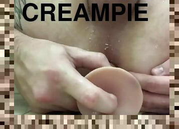 bading, pappa, orgasme, amatør, anal, homofil, creampie, pov, cum, dildo