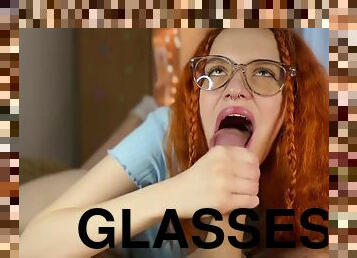 Red-haired Curly-haired Whore Ahegao Put On Glasses To Seem Smarter But Only Sucked A Dick!