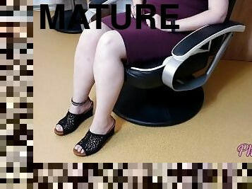Mature boss lady knows about your foot fetish