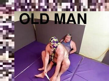 Old man Stocky wrestles and tickles chubby bear Matt