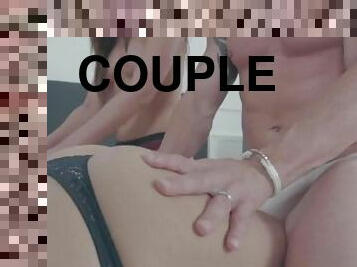 swingers, par, gruppesex, fingret, skitten, kyssing, kjæreste-girlfriend, blond, firkant, naturlig