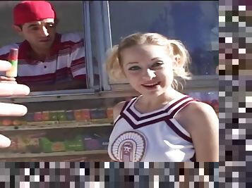 Cheerleader Cindy Loo fucks with a big cock