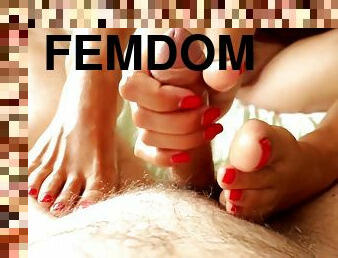 Femdom Ruined Handjob And Footjob Toejob