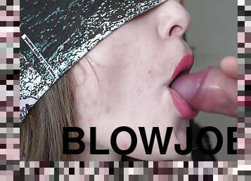 Close Up Wet Slobber Blowjob Girlfriend Gagging On Cum
