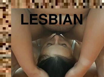 berambut, vagina-pussy, lesbian-lesbian, sperma, bokong, posisi-wajah-menghadap-kemaluan